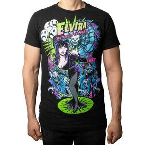 Elvira Zombie Ferris Wheel Black Tee S-M-L-XL-2XL-3XL NWT